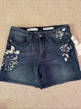 Pilcro embroidered and beaded denim shorts